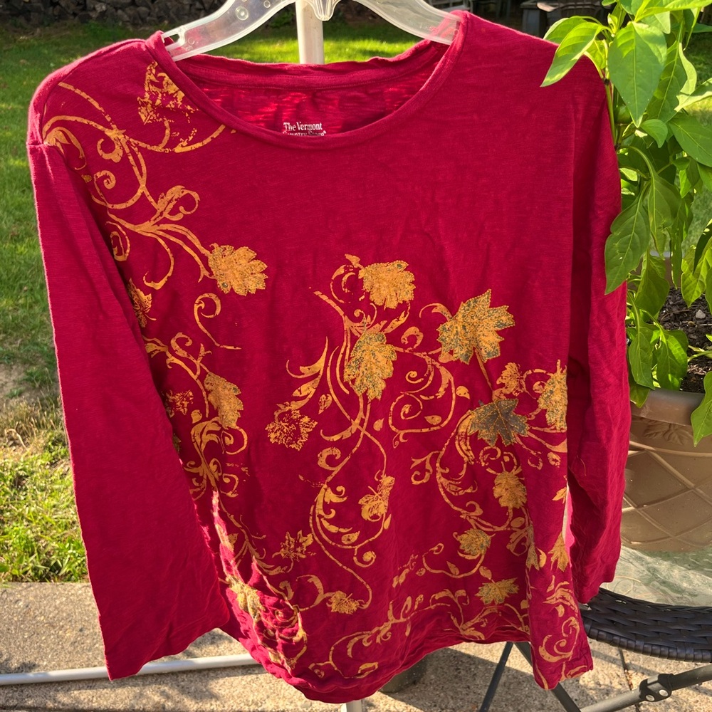 Long sleeve large shirt fall colors leaf design from The Vermont Country Store